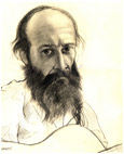Dibujo de Juaquim, uno de los gaiteros del grupo "Labanda"